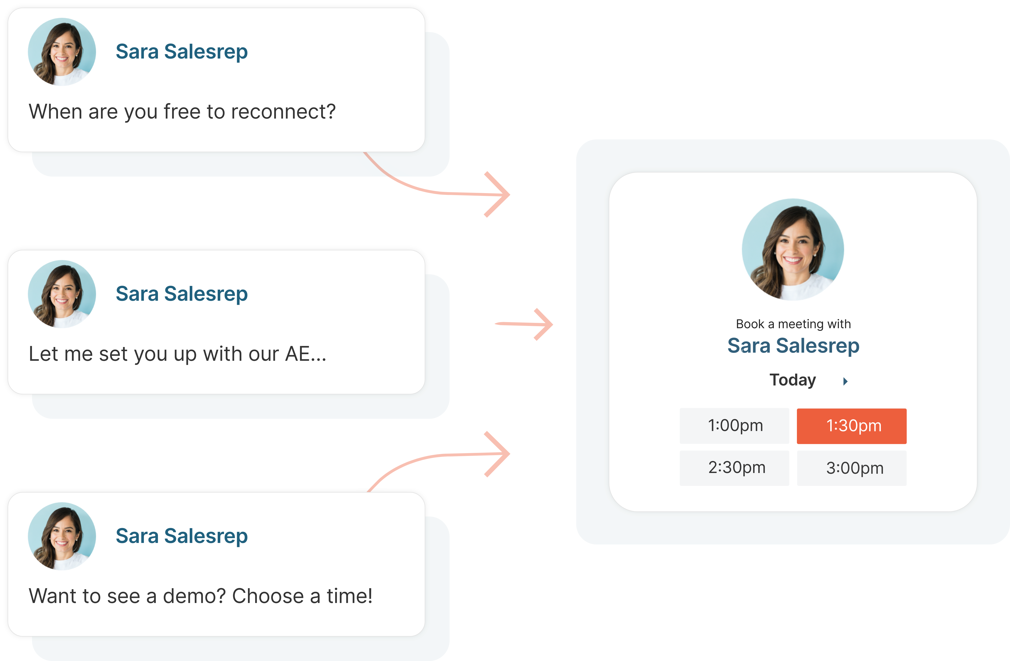 Meeting bookers help you lock in a next step at the end of every conversation